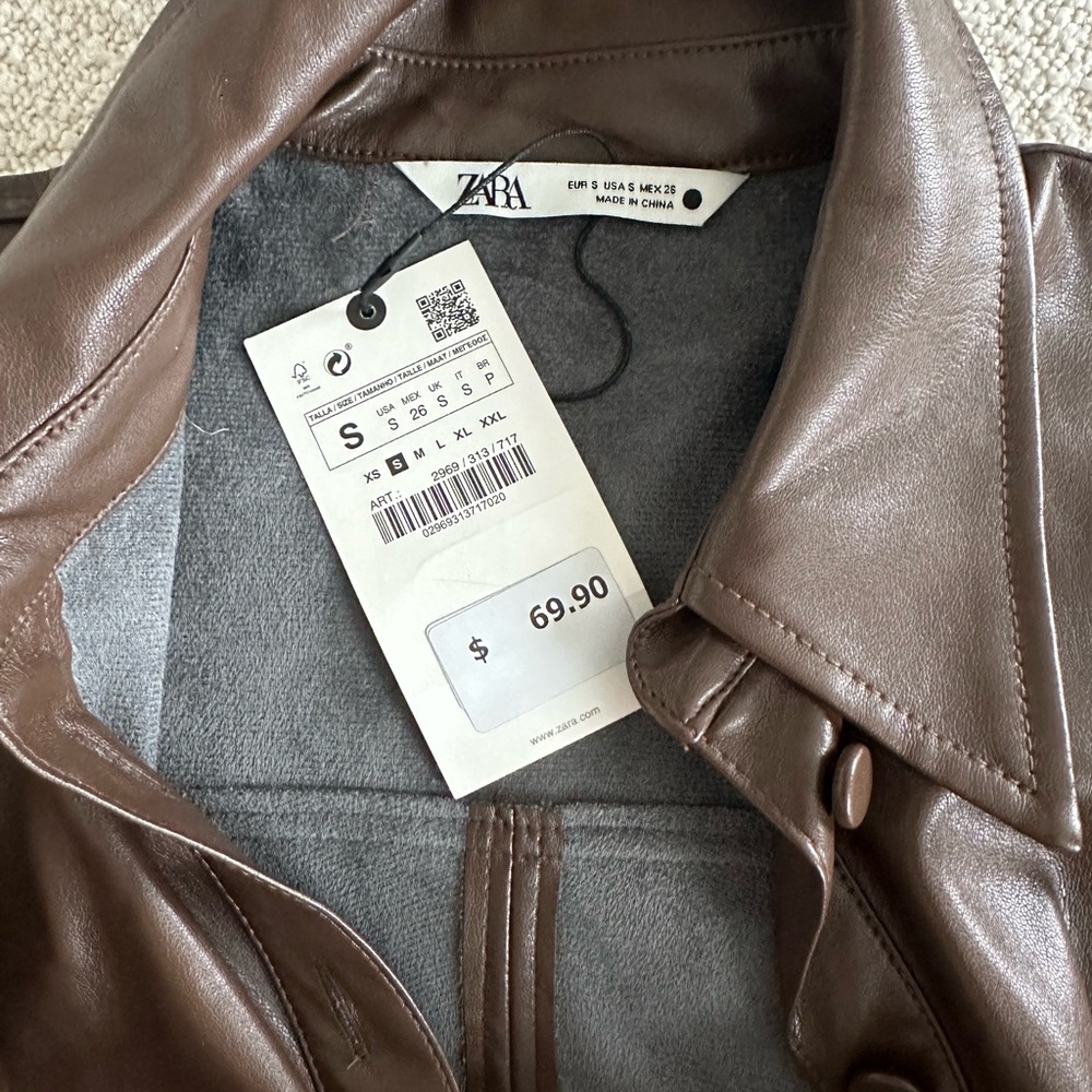 Zara Leather Brown Dress - Tags Still On - Never Worn